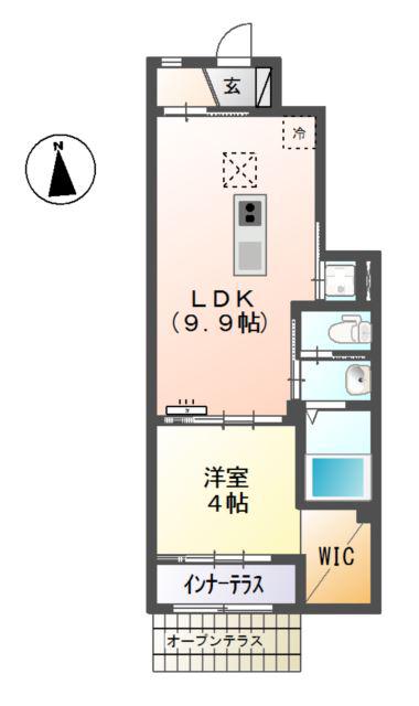 GNO.1 四方良(1LDK/1階)の間取り写真