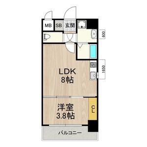 フロンティアタワー九条II(1LDK/9階)の間取り写真