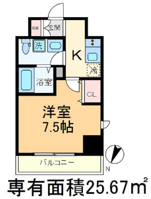 メインステージ田端(1K/8階)の間取り写真