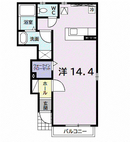 フレスクーラ ガーデン(1K/1階)の間取り写真
