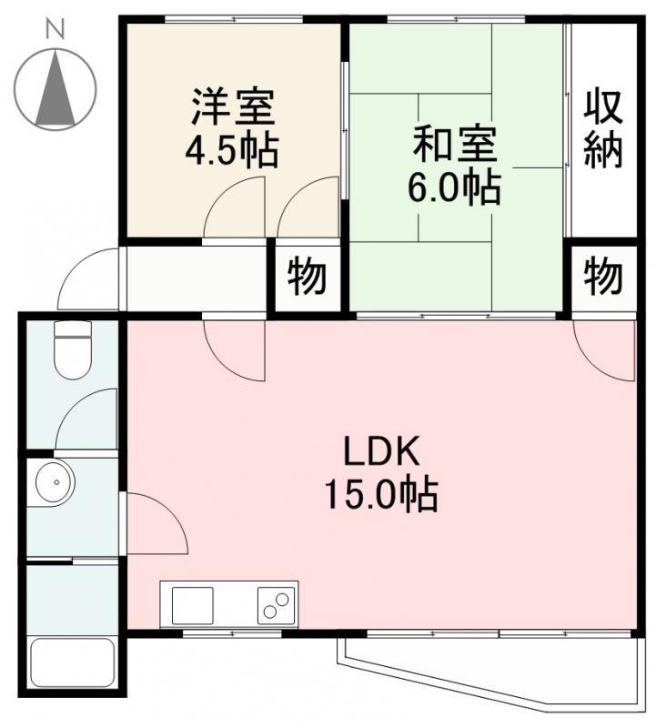 第1コーポ浅田(2LDK/2階)の間取り写真