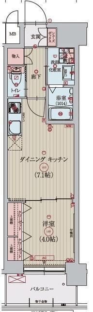 ベラジオ雅び烏丸十条(1DK/6階)の間取り写真