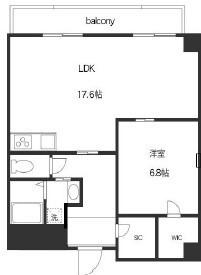 メゾンリエール(1LDK/10階)の間取り写真