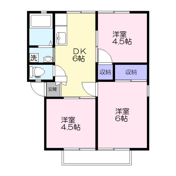 708B(3DK/2階)の間取り写真