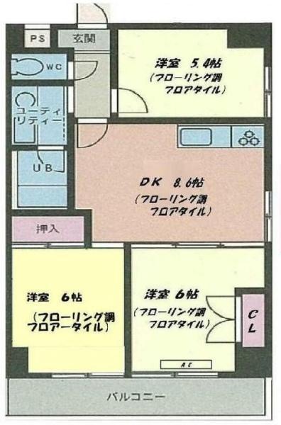 バイムフルス白金1(3DK/4階)の間取り写真