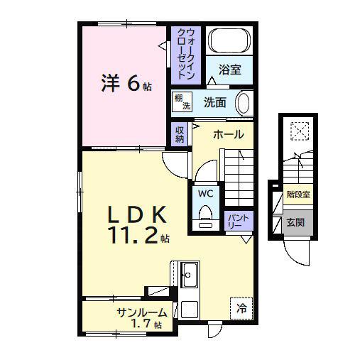 アネックス ワン(1LDK/2階)の間取り写真