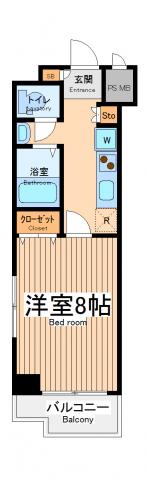 グランヴァンウエストヴィル町田(1K/5階)の間取り写真