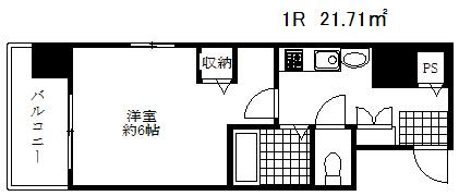 プレサンス三宮東アルバーナ(ワンルーム/2階)の間取り写真