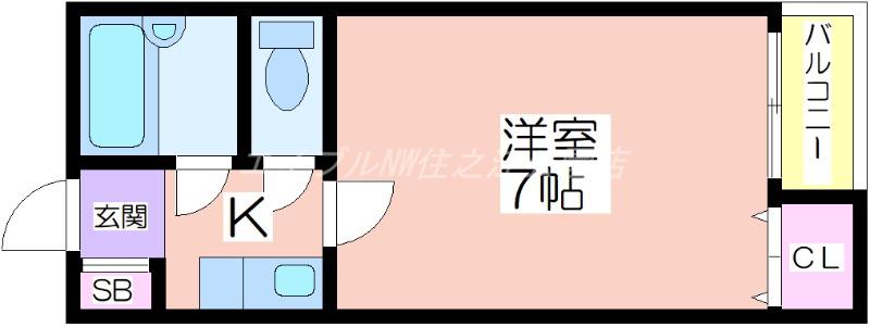 ブルーメイトA・B(1K/4階)の間取り写真