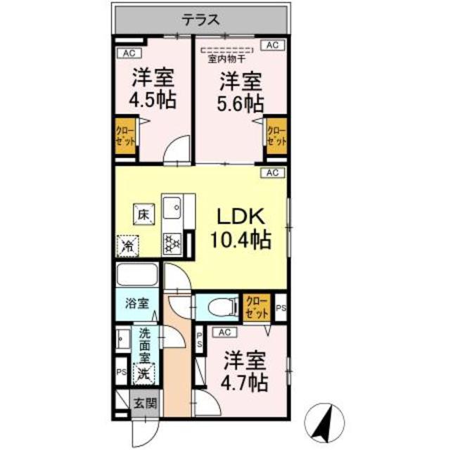 セレスティア鷺宮II(3LDK/1階)の間取り写真