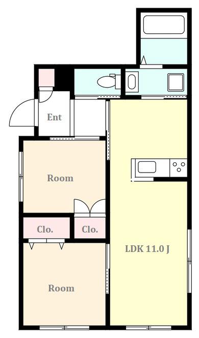 ピぺリア三軒茶屋(2LDK/1階)の間取り写真