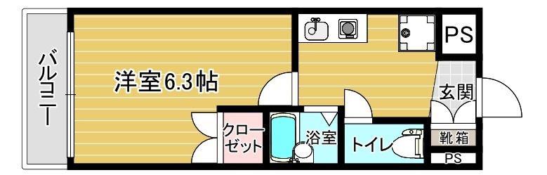 マンション花房(1K/5階)の間取り写真