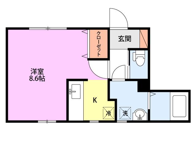 モンレーブ(1K/1階)の間取り写真