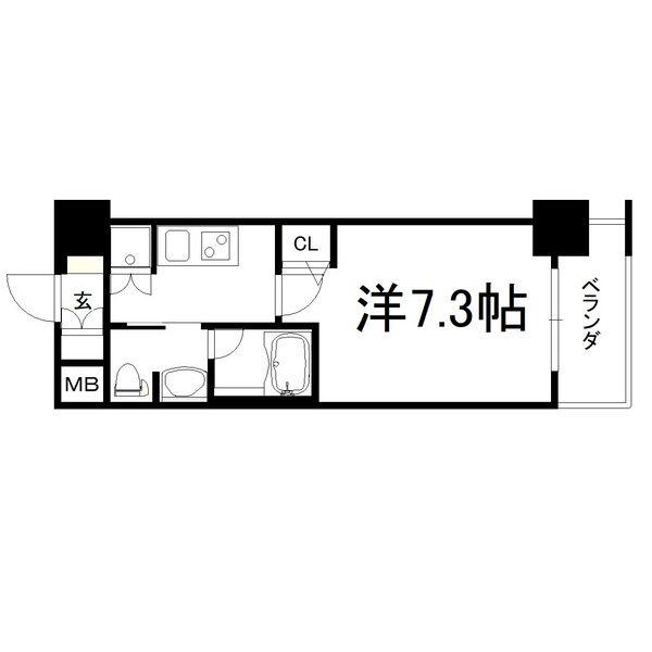 エヴァステージ梅田ウエスト(1K/5階)の間取り写真