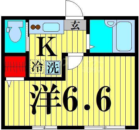 AMBITION一ツ家(1K/1階)の間取り写真