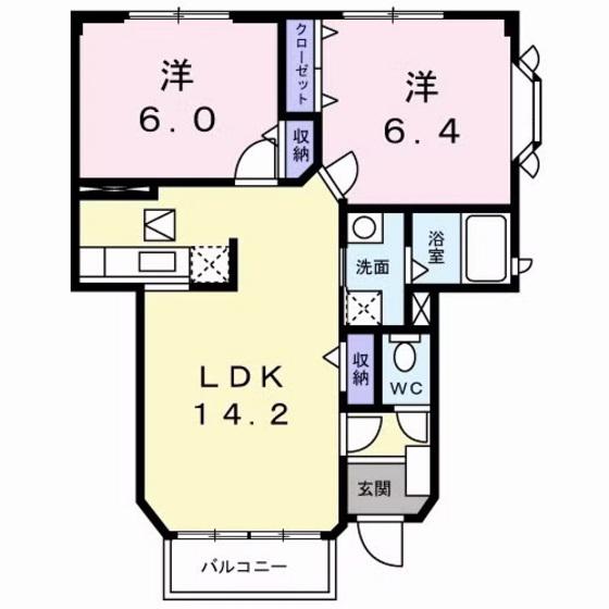 フォルトゥーナ(2LDK/1階)の間取り写真