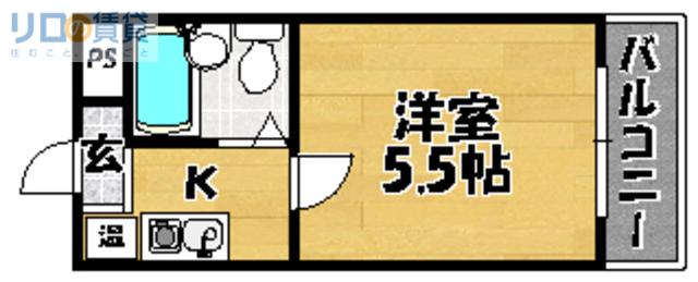 ベルメゾン相川(1K/5階)の間取り写真