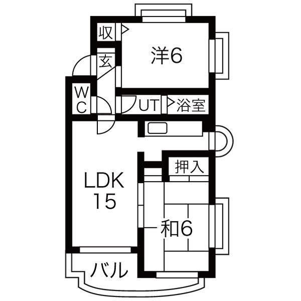 クレスト白鳥(2LDK/3階)の間取り写真