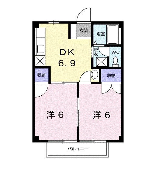 JR和歌山線 岩出駅 徒歩46分 2階建 築32年(2DK/1階)の間取り写真
