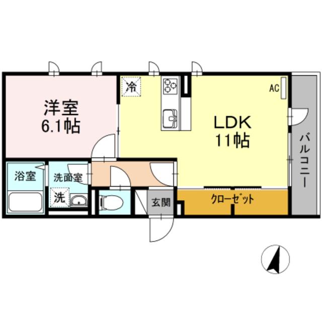セジュール・ナミキ(1LDK/3階)の間取り写真