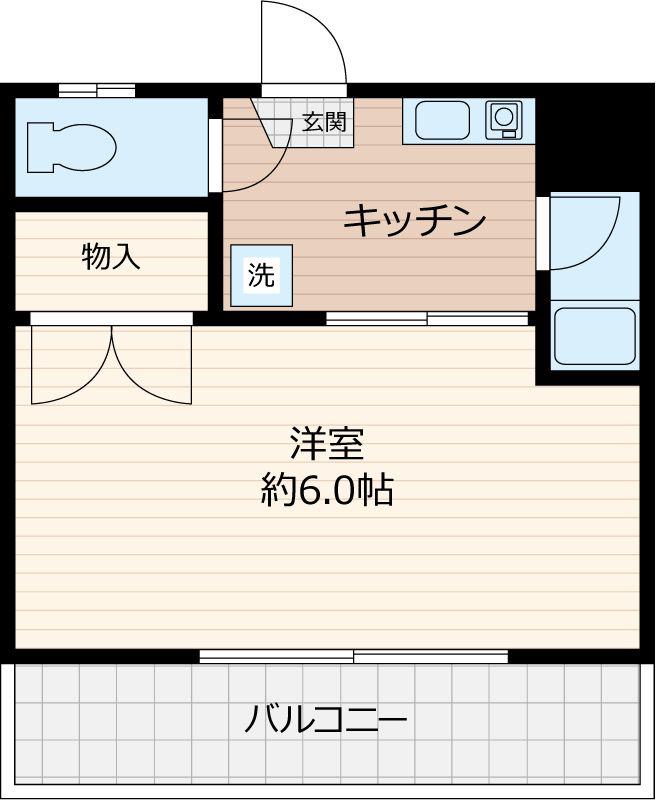 高峰コーポ2(1K/4階)の間取り写真