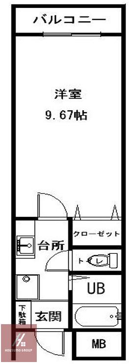 ベルアージュ末広(1K/2階)の間取り写真