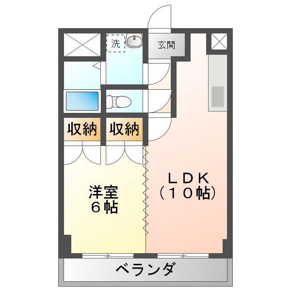 鏡島REINA(1LDK/2階)の間取り写真