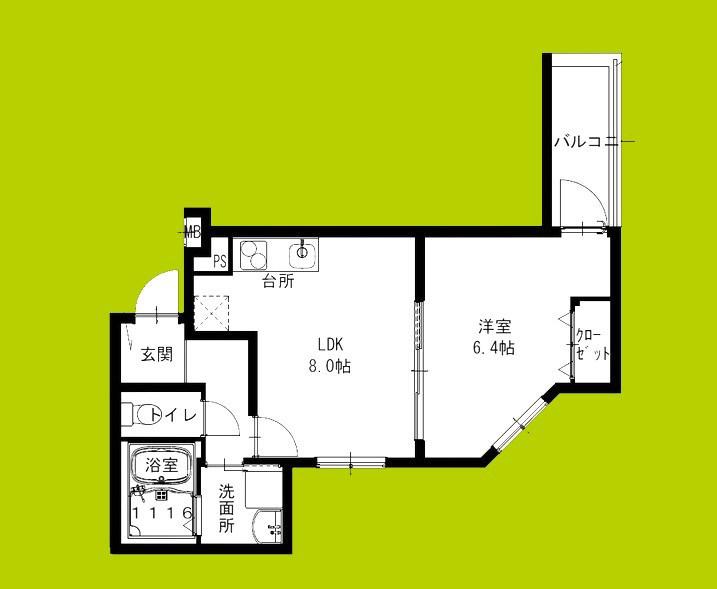 フジパレス岸和田駅前I番館(1LDK/3階)の間取り写真