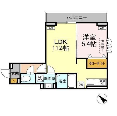 D-SOLACE新千葉3丁目(1LDK/1階)の間取り写真