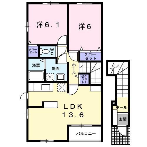 メゾンジェルメI(2LDK/2階)の間取り写真