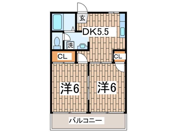 メゾンシーロード(2DK/2階)の間取り写真