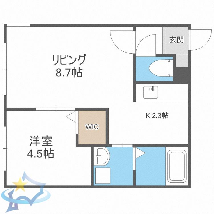 MAJESTIC LIFE札幌桑園(1LDK/1階)の間取り写真