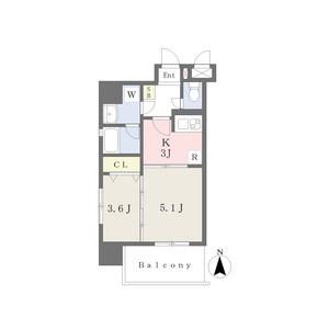 カレント茶屋が坂(2K/10階)の間取り写真