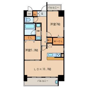 KAMEZIMA RESIDENCE(2LDK/8階)の間取り写真