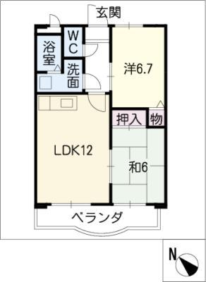 プランドールI・T(2LDK/3階)の間取り写真