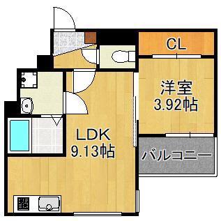 クレシア折尾(1LDK/3階)の間取り写真