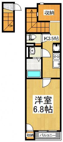 レオネクストS(1K/2階)の間取り写真
