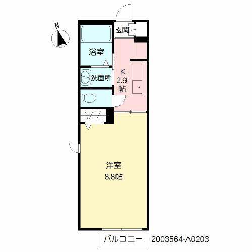 レフィシア崎岡(1K/2階)の間取り写真