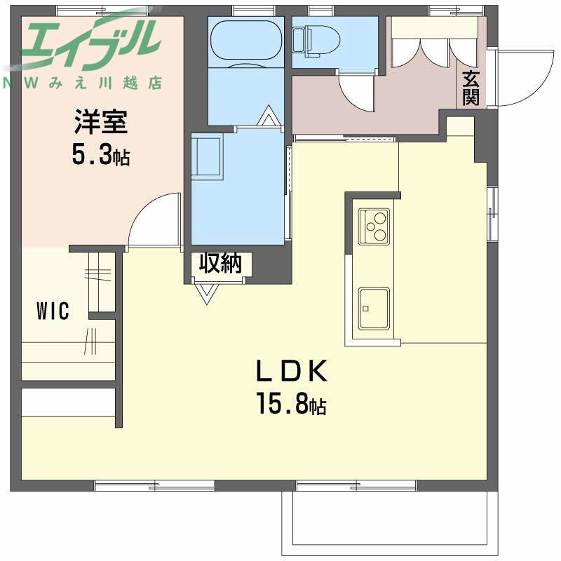メゾンジュネス西富田(1LDK/2階)の間取り写真