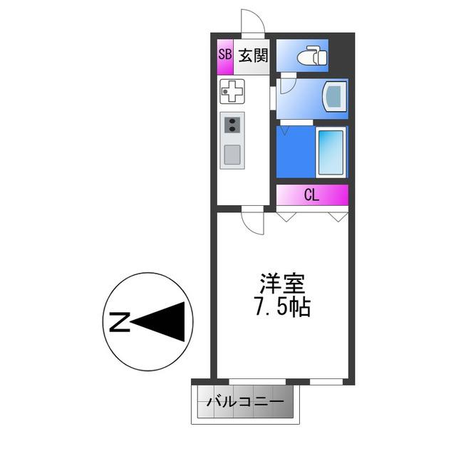 エムフラット衣摺I(1K/1階)の間取り写真