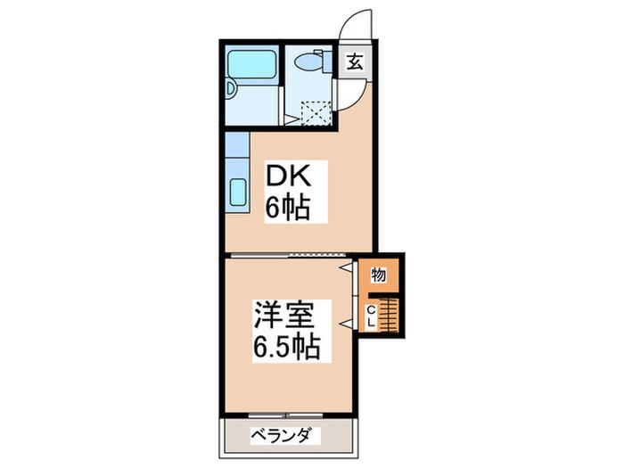 レーンコーポラス(1DK/2階)の間取り写真