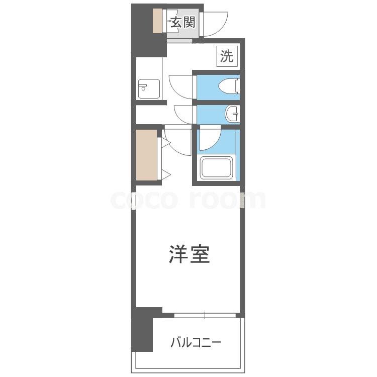 コンフォリア心斎橋イースト(1K/13階)の間取り写真