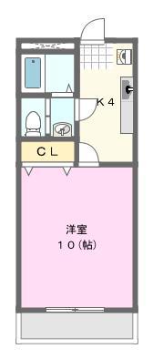 アミスターII(1K/1階)の間取り写真