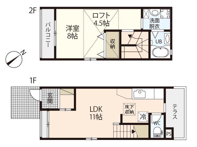 グラノーヴァ宮内串戸(1LDK/1階)の間取り写真