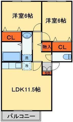 サンガーデン壱番館(2LDK/1階)の間取り写真