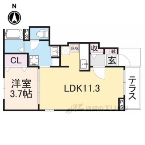 カーサコルティーレ 1(1LDK/1階)の間取り写真