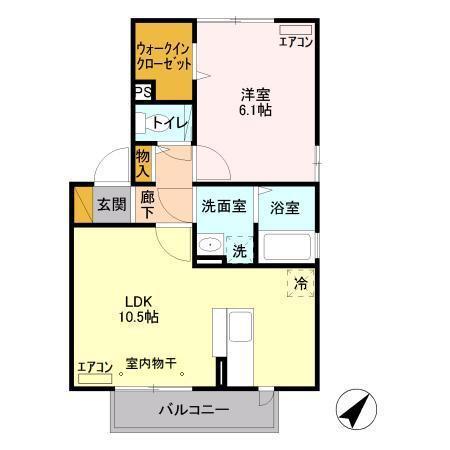 フェザント東館(1LDK/2階)の間取り写真