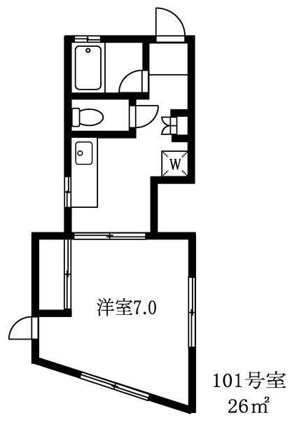 片山ハウス(1K/1階)の間取り写真