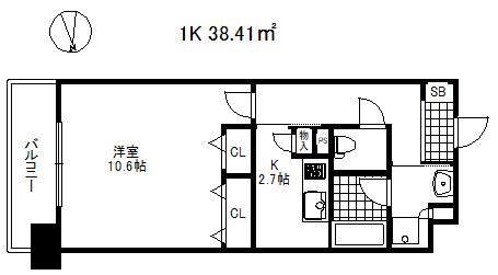 カイセイ新神戸(1K/6階)の間取り写真