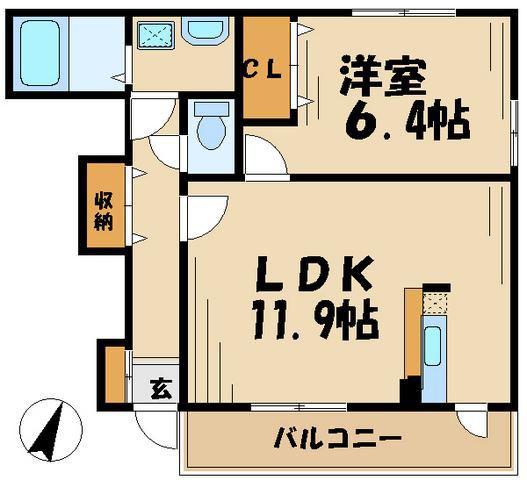 パークヴィラ(1LDK/1階)の間取り写真